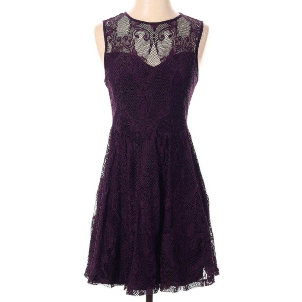 Free People Purple Goth Lace Mini Dress